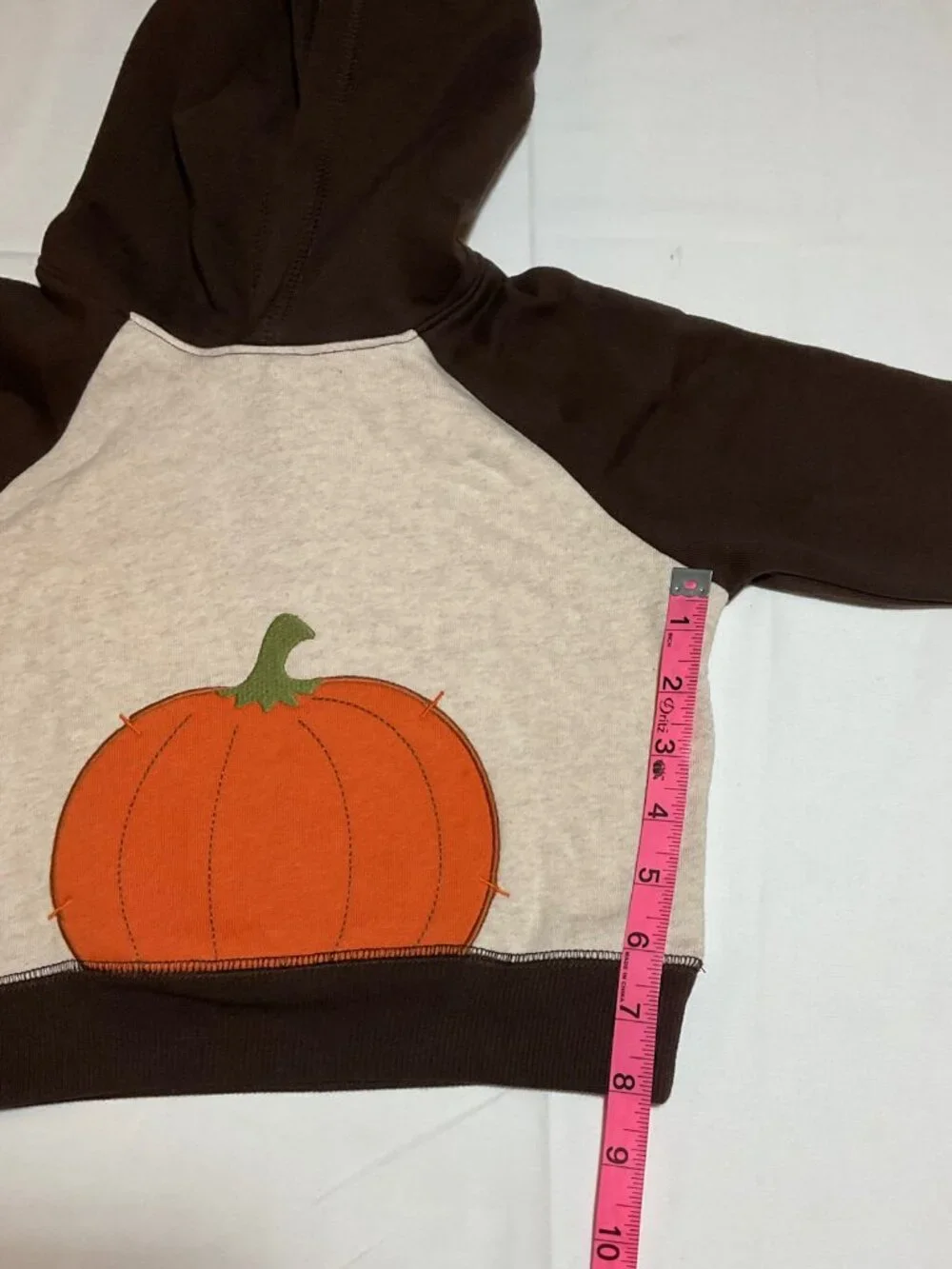 Gymboree Boys 18-24 months Pumpkin Appliqué Brown Ivory Fleece Hoodie NWT Fall